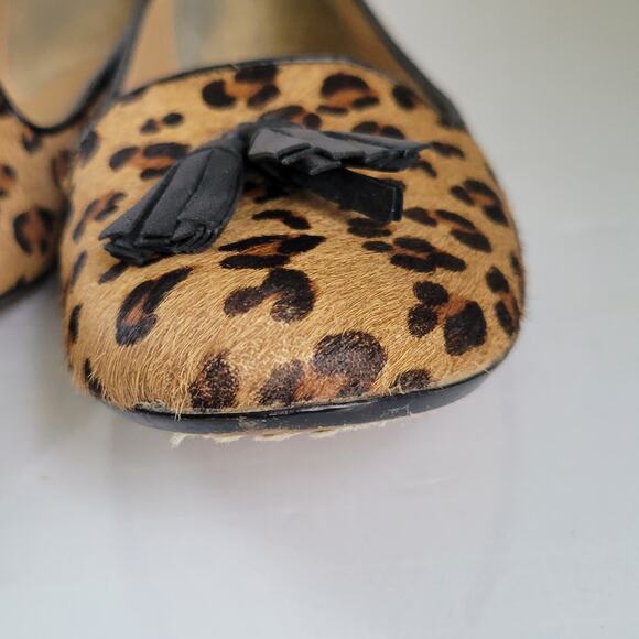 Nine West Ballet Flats Women's 7M Parsel Leopard Calf Hair Tassel Classic - Picture 5 of 14